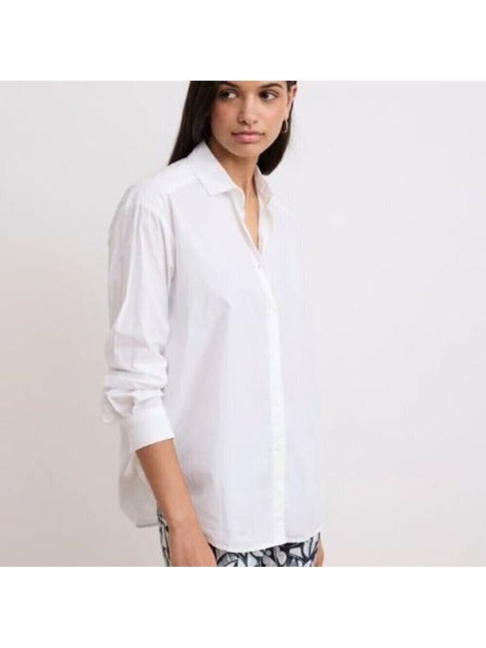 Escada Sport Blouse Oxford Classic Cotton Button Up White Collared Top L